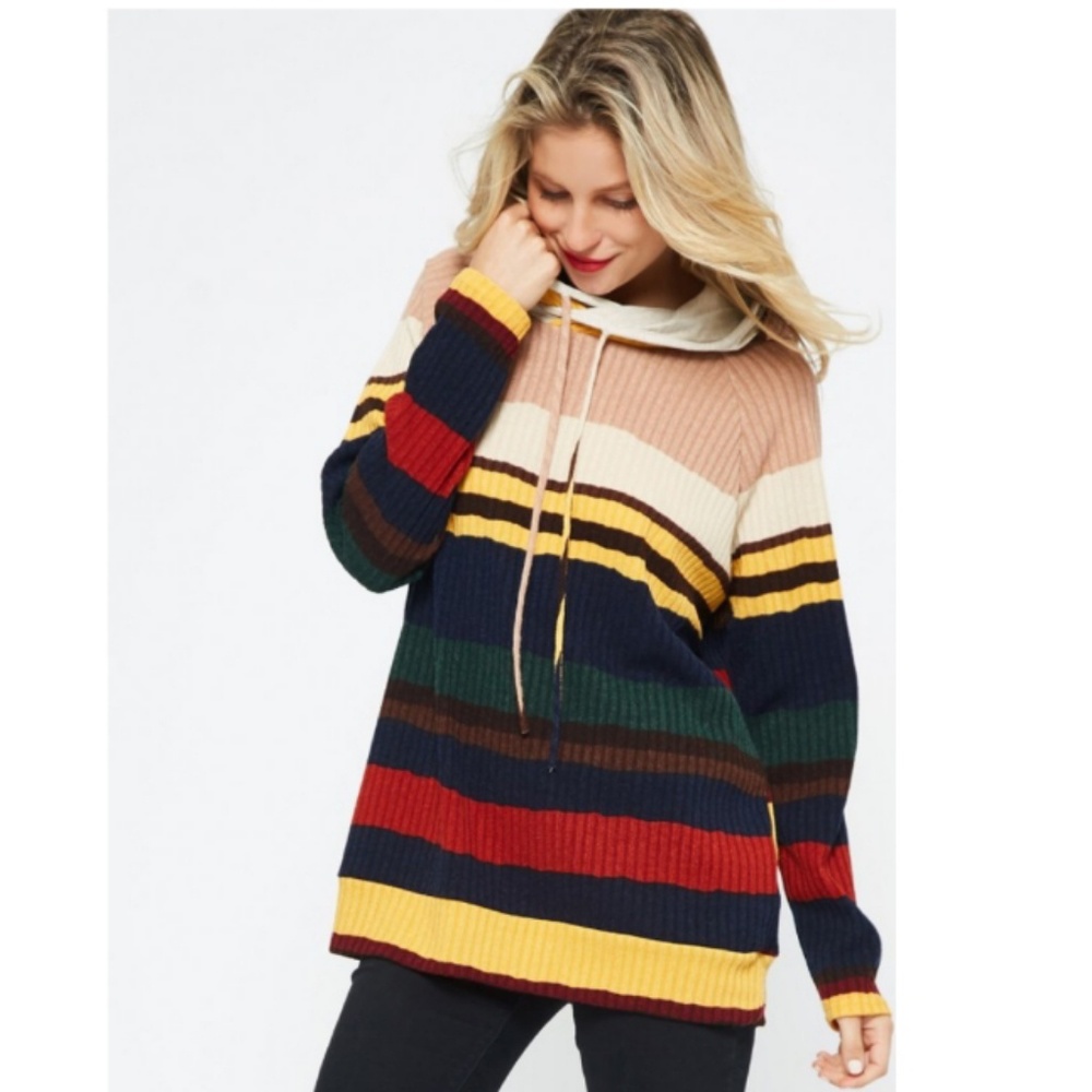 Striped Double Hoodie